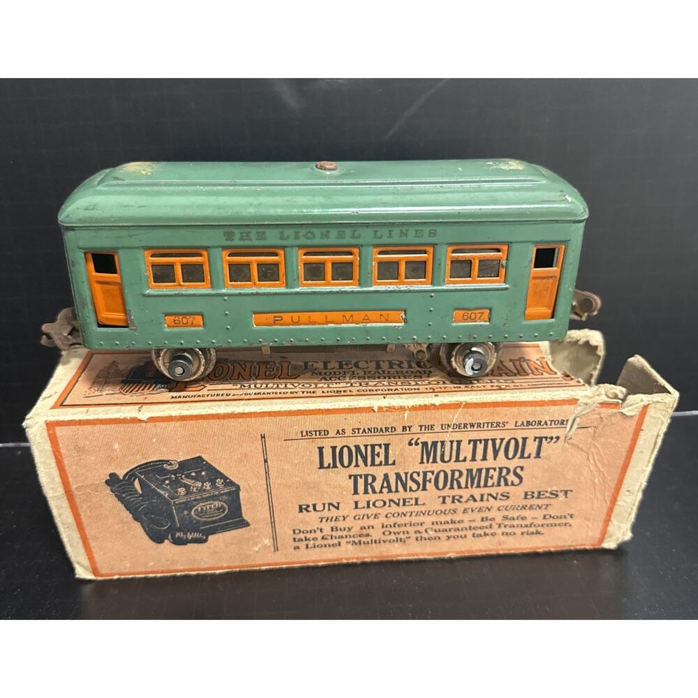Lionel Lines Pre-War O Gauge #607 Pullman Passenger Car Box Steel Vintage